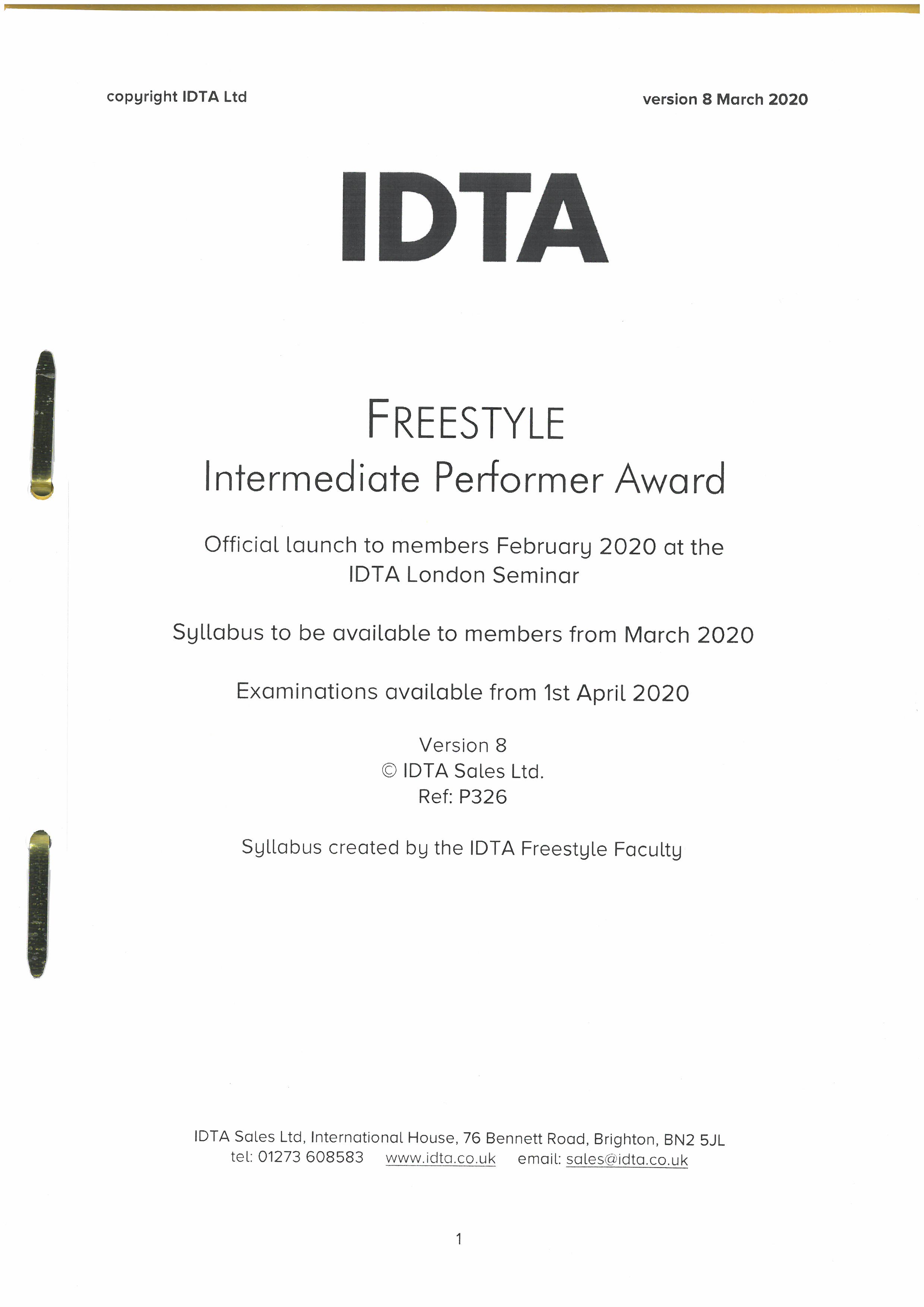 Freestyle Intermediate Performer Award