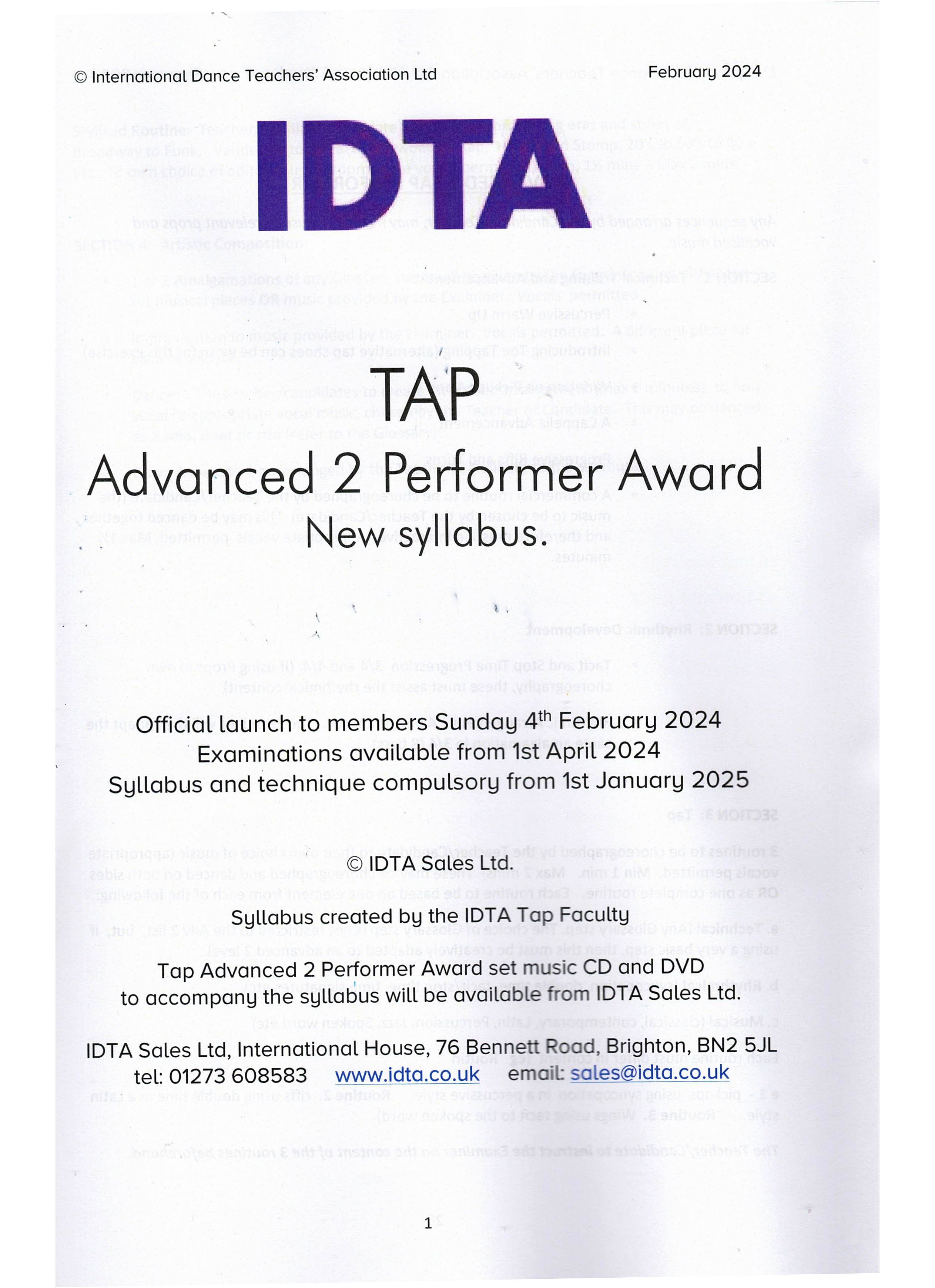 TAP ADVANCED 2 PERFORMER AWARD